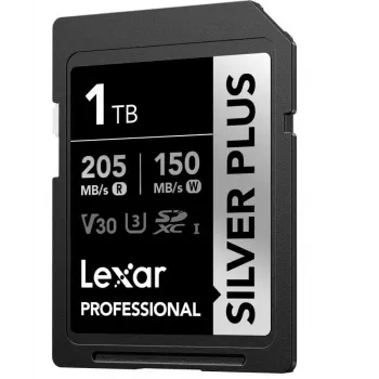 SDXC atminties kortelė Lexar Professional SilverP UHS‑I 1 TB, skaitymas 205 MB/s, rašymas 150 MB/s