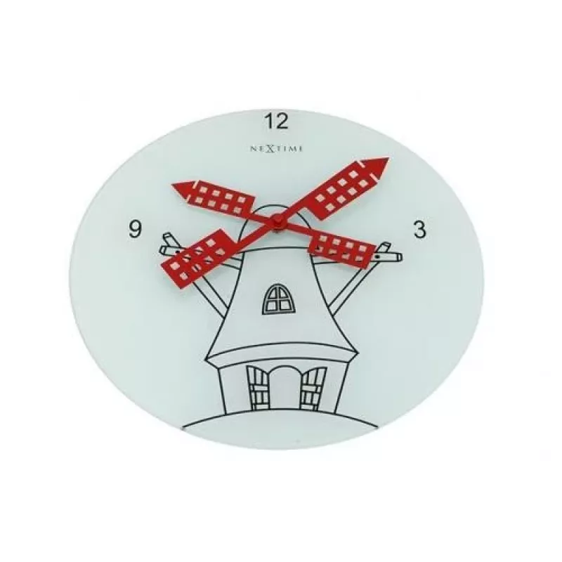 NeXtime klok 8807 Windmil, Ø30 cm, sieninis, balta/juoda/raudona