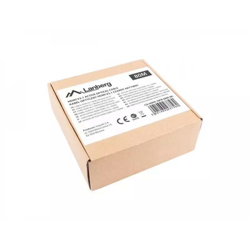 HDMI laidas M/M V2.1 80m 8K juodas optinis AOC LANBERG