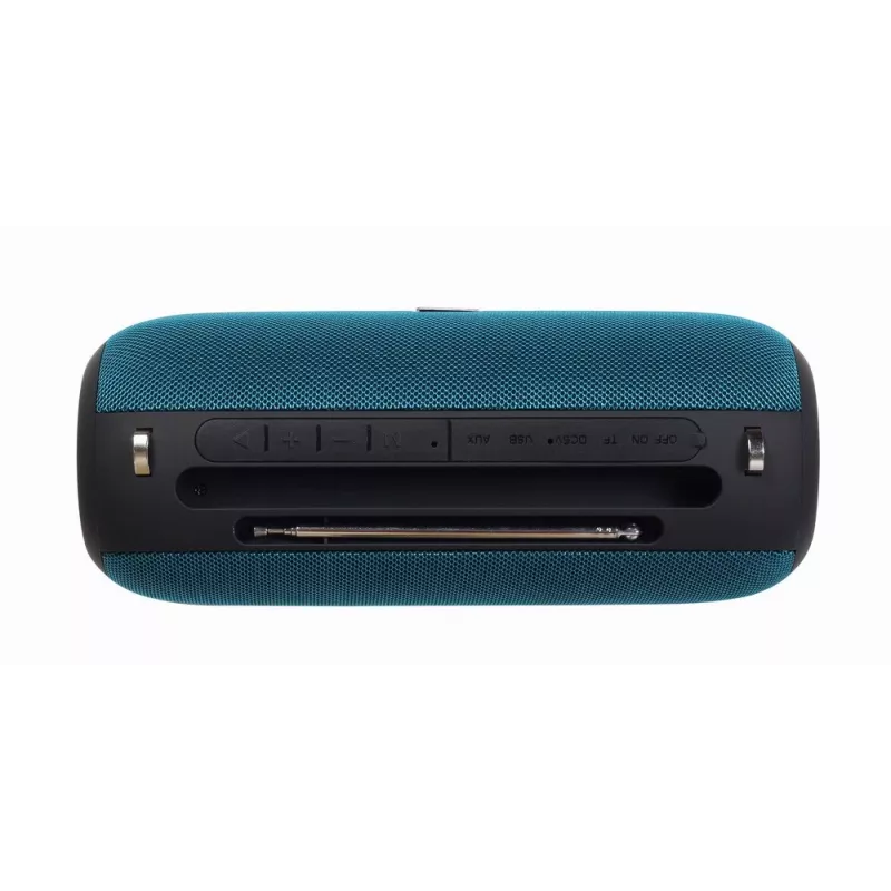 Nešiojamas stereofoninis garsiakalbis GEMBIRD SPK-BT-17-G — Bluetooth 5.1, 5 W RMS, 1200 mAh, MicroSD, FM, AUX