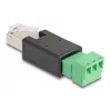 DeLOCK 66607 lyties keitiklis RJ45 į 3 kontaktų gnybtų bloką, juoda/žalia
