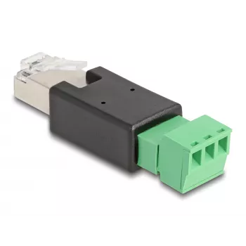 DeLOCK 66607 lyties keitiklis RJ45 į 3 kontaktų gnybtų bloką, juoda/žalia