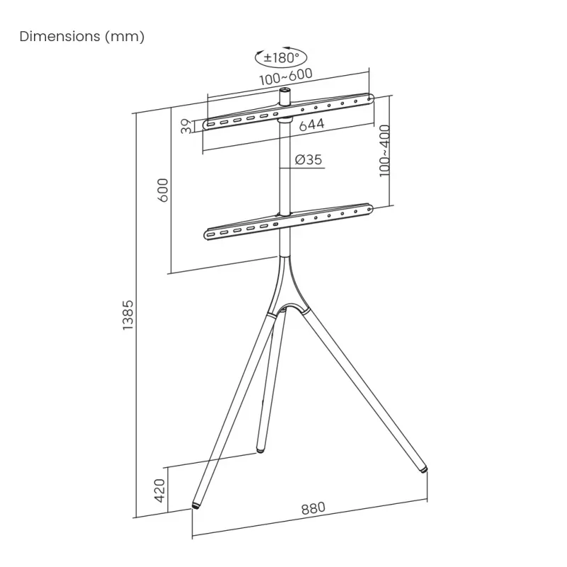 Montavimo laikiklis SBOX FS-1246F 45–65° pasvirimas, apkrova 32 kg, platforma 600×400 mm