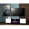 Spintelė televizoriui Cama Meble PAFOS EF su elektriniu židiniu 180×42×49 cm, balta matinė