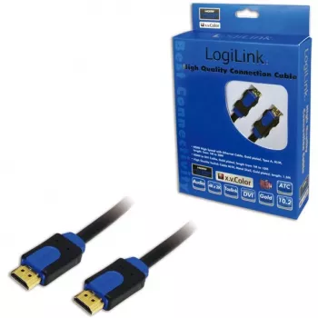 HDMI kabelis LogiLink CHB1105 5 m A tipo juodas mėlynas