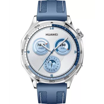 Išmanusis laikrodis HUAWEI WATCH GT5 46 mm – 1,43 colio AMOLED, GPS, 524 mAh, nerūdijančio plieno korpusas, mėlyna austa juosta