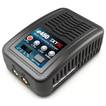 Akumuliatorių krautuvas SKYRC e450, skirtas 2–4S ir 6–8S LiPo/LiFe/LiHV bei NiMH baterijoms