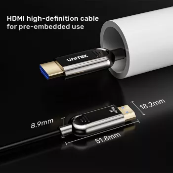 HDMI kabelis Unitek C11085GY01-15M, HDMI A–A, 30 m, HDMI 2.1, 8K@60Hz, 4K@144Hz, auksuoti kontaktai, juoda