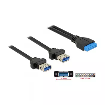 USB 3.0 ilginimo kabelis DeLOCK 85244 0,8 m juodas su montuojamomis jungtimis