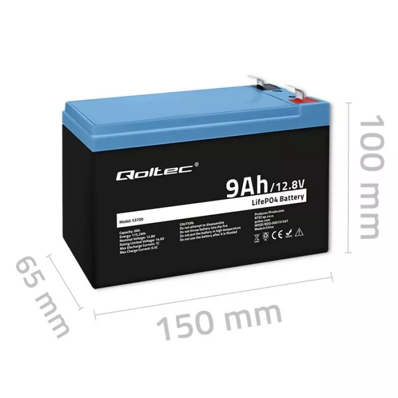 Baterija LiFePO4 12,8V 9Ah 115,2Wh