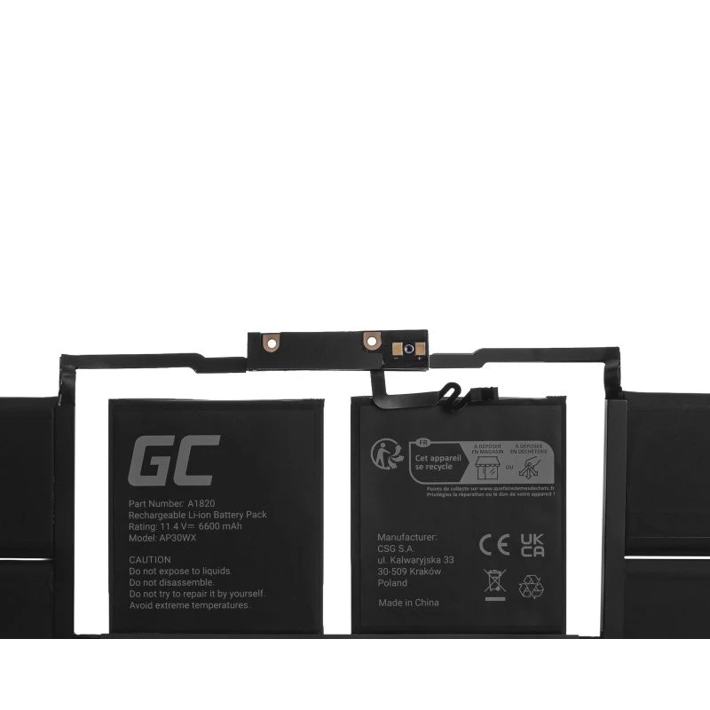Green Cell AP30WX baterija, skirta Apple MacBook Pro 15 A1707