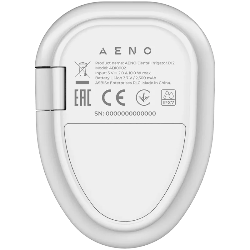 AENO DI2 dantų irigatorius, 3.7V, 8W, 2500mAh, 200ml