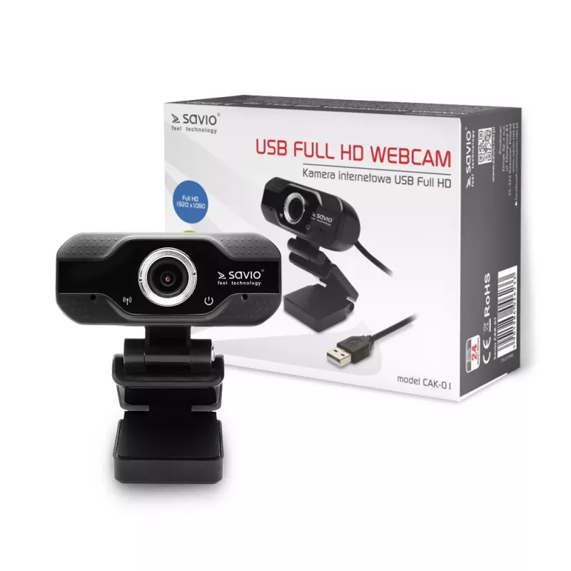 Savio internetinė kamera Webcam USB Full HD su įmontuotu mikrofonu