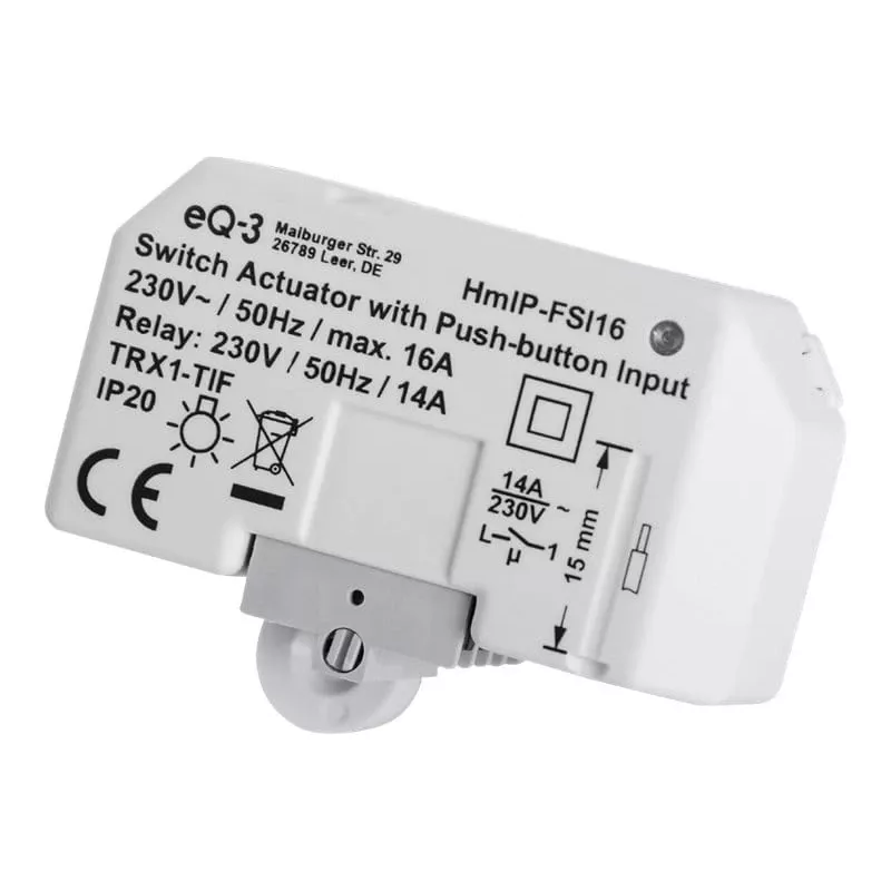 Homematic IP HmIP-FSI16 jungimo aktuatorius su mygtuko jungtimi, montuojamas sienoje (154346A0)