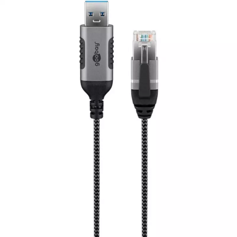 Goobay USB-A 3.0 į RJ45 eterneto kabelis, plonas, 3 m (74396)