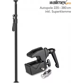 Stovas/teleskopinis stulpas walimex Autopole 220–380 cm su Super Clamp