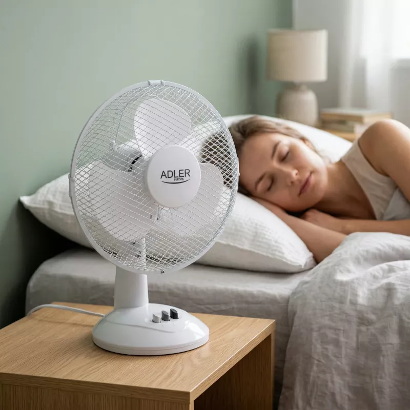 Adler AD 7302 stalinis ventiliatorius, baltas, 23 cm, 2 greičiai, svyravimas, 60 W