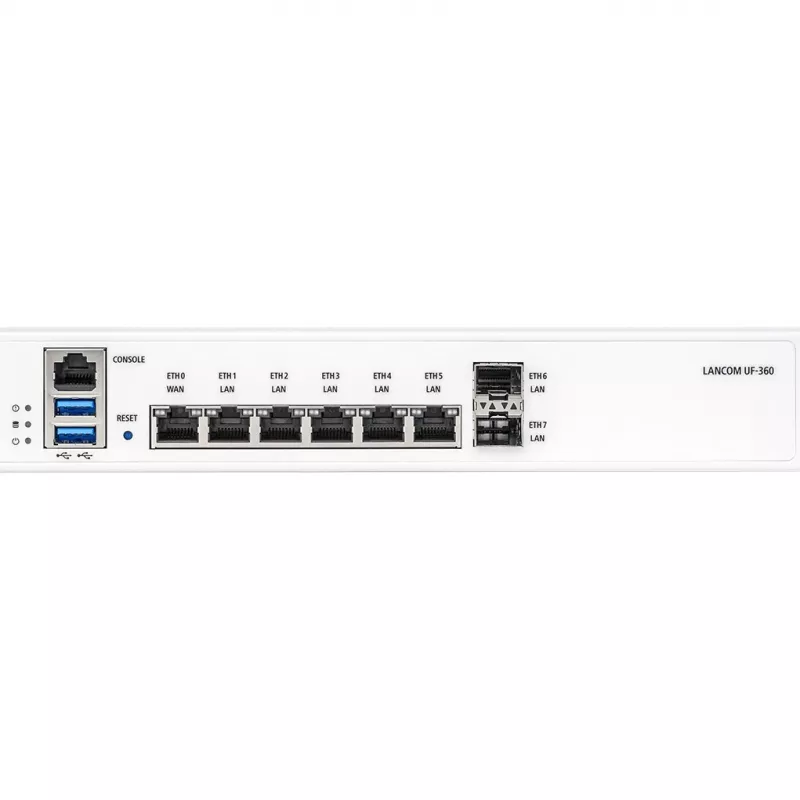 LANCOM R&S Unified Firewall UF-360 - Ugnies siena - 8 prievadai - GigE - 1U - Montuojama į stelažą