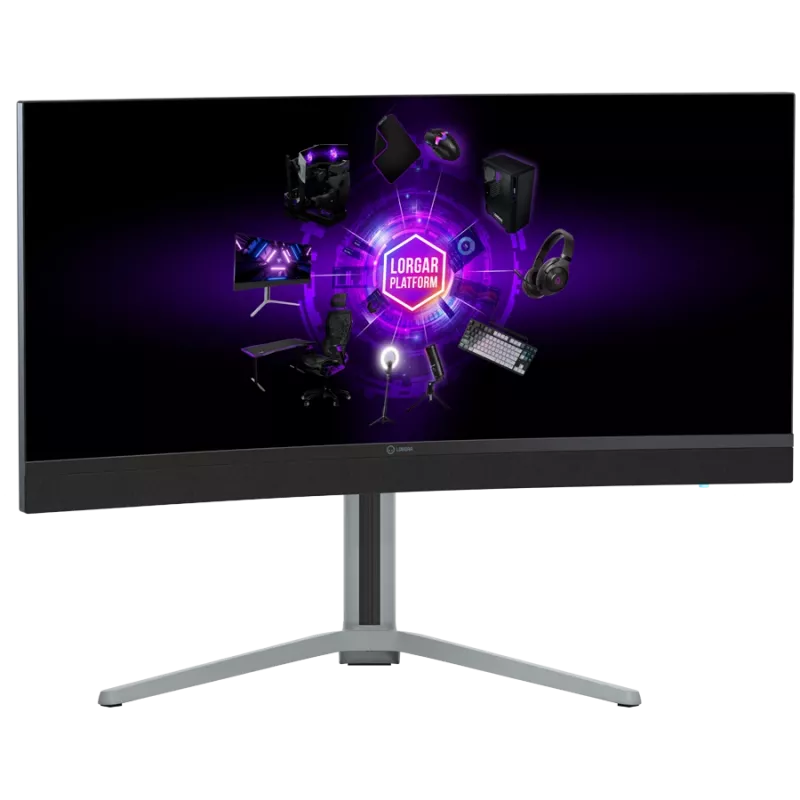 LORGAR 34MP1 UWQHD MiniLED žaidimų monitorius Pro, 34'' (3440*1440) VA lenktas ekranas, juoda/pieno pilka
