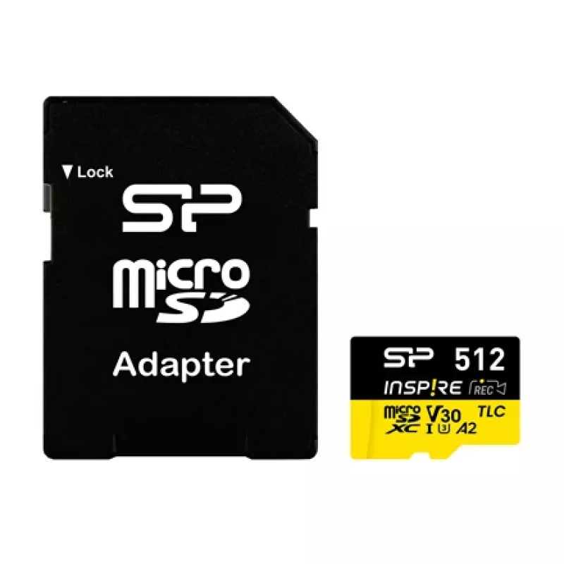 Silicon Power Inspire 512 GB MicroSDXC V30 UHS-I U3 A2 4K atminties kortelė su adapteriu (SP512GBSTXLA2V1NSP)