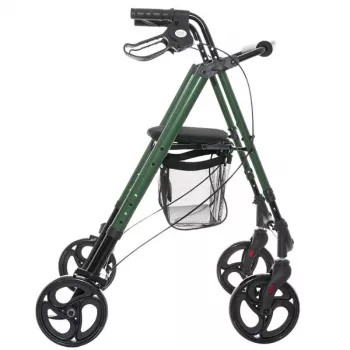 Vaikštynė su sėdyne ir krepšiu MDH Green, aliumininis rėmas, 4 ratai, reguliuojamas aukštis, max apkrova 136 kg