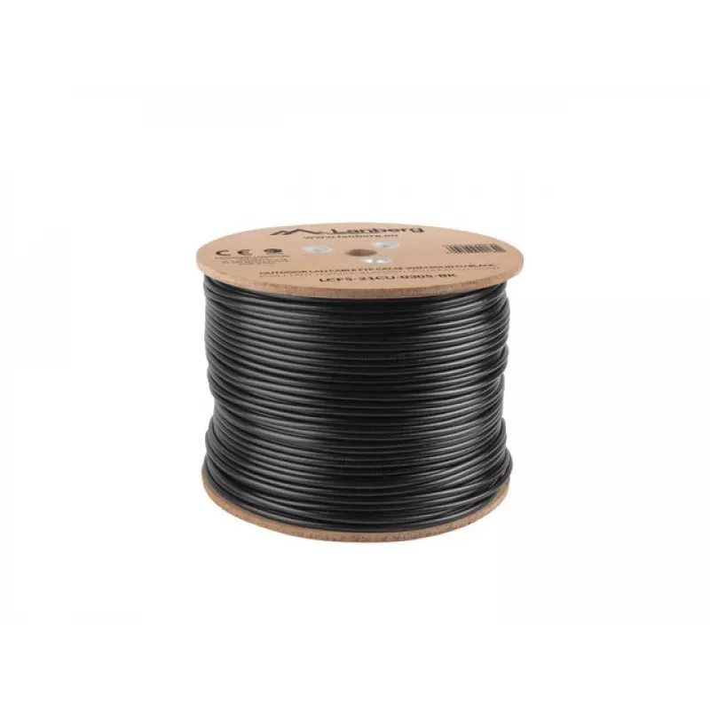 Lanberg LCF5-21CU-0305-BK Cat5e F/UTP išorinis instaliacinis kabelis, vienasmenis varis, 305 m, juodas