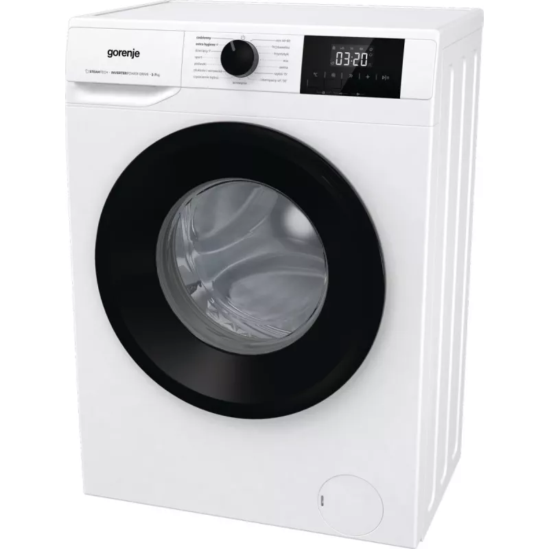Laisvai pastatoma skalbyklė Gorenje W3NGPI72SBS, 7 kg, 1200 aps./min., inverterinis variklis, garų funkcija, 15 programų, balta