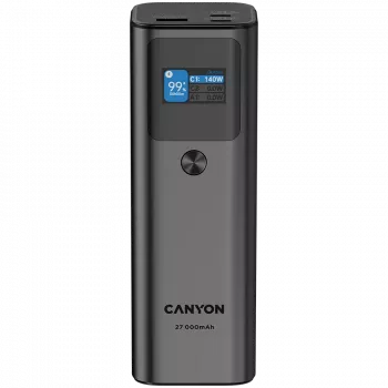 Canyon PB-2010 - Powerbank - Li-Pol - 27 000 mAh - Skaitmeninis ekranas - 2xUSB-C + 1xUSB-A - 140W