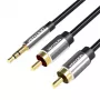 Vention 3,5 mm lizdas – 2x RCA kištukas garso kabelis 1 m juodas metalinis tipas