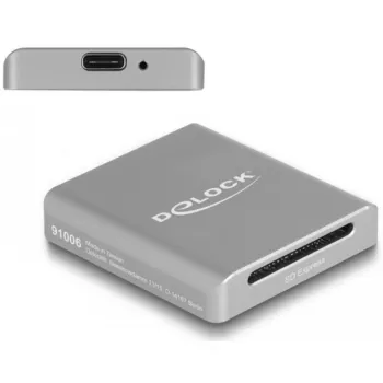 DeLOCK 91006 SD kortelių skaitytuvas, pilkas, USB Type-C, 10000 Mbit/s