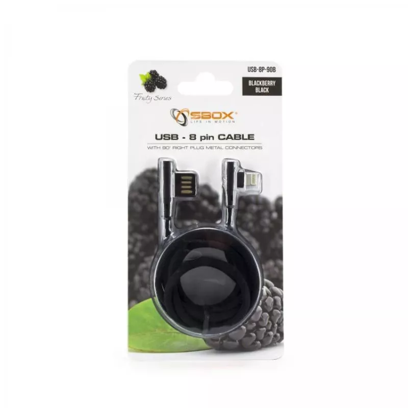 Sbox USB-8P-90B USB 8 kontaktų laidas, juodas