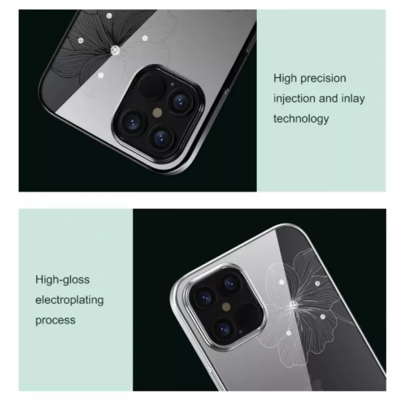 Apsauginis telefono dėklas Devia Crystal Flora, skirtas iPhone 12 Pro Max — juodas