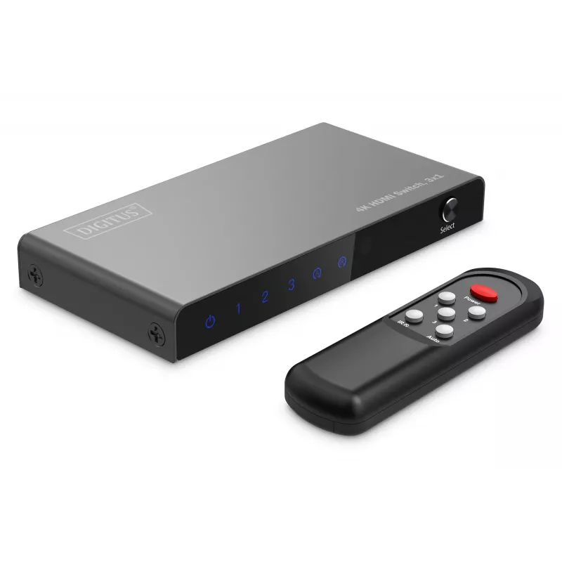 Digitus 4K HDMI jungiklis 3x1 metalinis juodas 18 Gbit/s