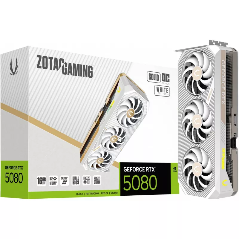 Vaizdo plokštė NVIDIA GeForce RTX 5080 16 GB GDDR7 ZOTAC GAMING SOLID OC White Edition