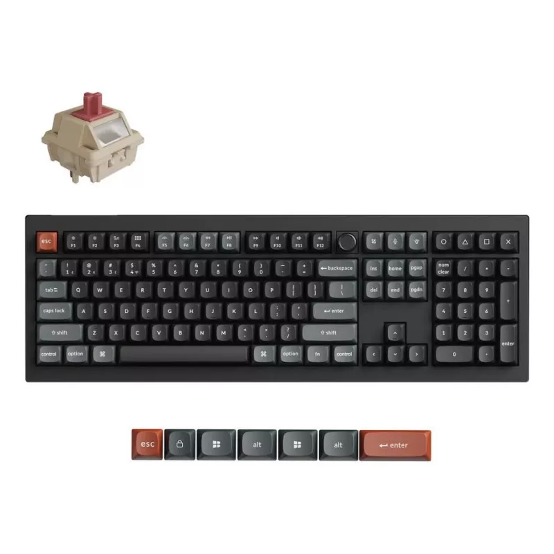 Mechaninė pilno dydžio (100 %) klaviatūra Keychron V6 Ultra 8K — QWERTY, Bluetooth, RGB LED, juoda