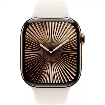 APPLE Watch Series 10 GPS + Cellular 46mm Auksinis Titano Korpusas su Žvaigždėtos Šviesos Sporto Juosta - S/M