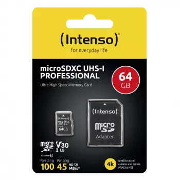 Intenso 64GB MicroSDXC UHS-I Class 10 atminties kortelė 3433490