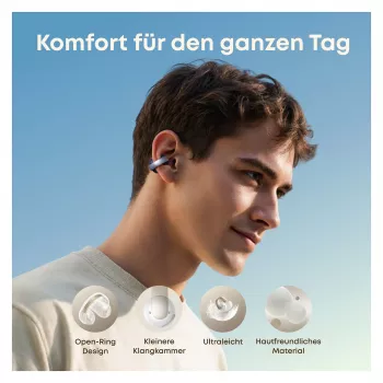 ANKER Soundcore AeroClip mėlyni atviros ausies segtukiniai ausinukai Hi-Res garsas LDAC NC IP55 KI valdomi pokalbiai