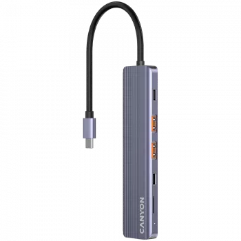 USB Type-C stotelė CANYON DS-17 — HDMI, USB 3.2 Gen 1 A, USB-C, MicroSD, 10000 Mbit/s, pilka