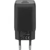 USB-C greitas įkroviklis Nano, PD, GaN, 65 W, USB-C pintas laidas (juodas, 1x USB-A, 2x USB-C PD, Quick Charge 3.0, 1 m laidas)