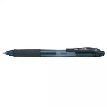 Pentel Energel X – įtraukiamas gelinis rašiklis – juoda rašalo spalva – juodas permatomas korpusas – plastikas ir guma – ambidekstrinis