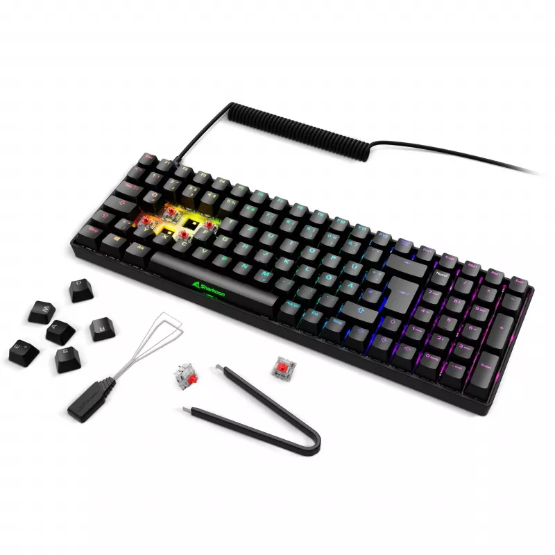 Sharkoon SGK50 S2 belaidė RF žaidimų klaviatūra, QWERTZ vokiškas išdėstymas