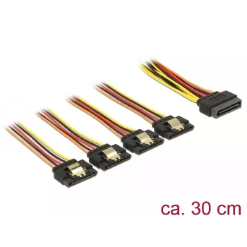SATA maitinimo kabelis DeLOCK 60157 0,3 m SATA 15 kontaktų – 4 × SATA 15 kontaktų įvairiaspalvis