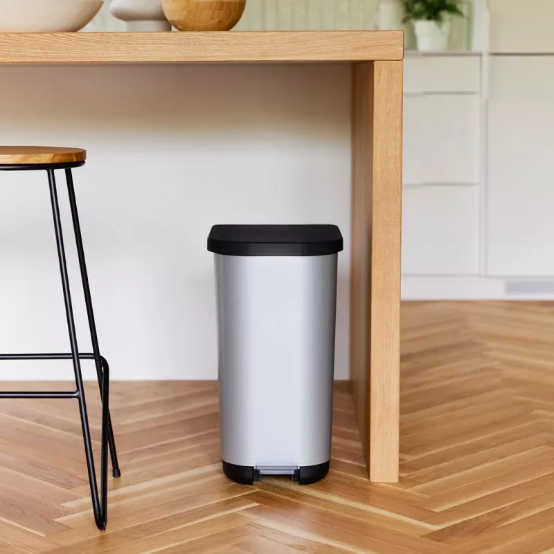 ROTHO Ribo Silver - pedalinis šiukšlių kibiras – 35 l