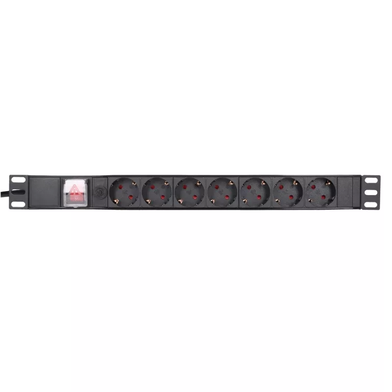 Maitinimo juosta Extralink 19 inch 1U 7 lizdai EU tipo PDU su jungikliu
