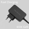 Qoltec 52386 GaN POWER PRO įkroviklis | 1xUSB-C | 65W | 5-20V | 3-3.25A | Juodas