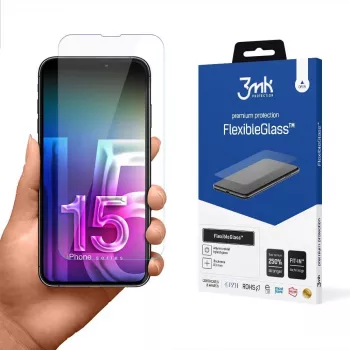 Grūdinta lanksti apsauginė plėvelė 3MK FlexibleGlass Pro, Apple iPhone 15 – skaidri, atspari įbrėžimams