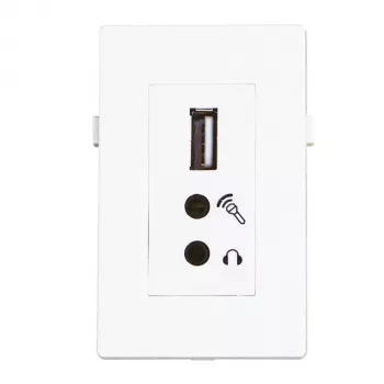 Garbot BN4900-USB A+2XJ modulis USB 2.0 + 2x Mini Jack, baltas, 20 cm