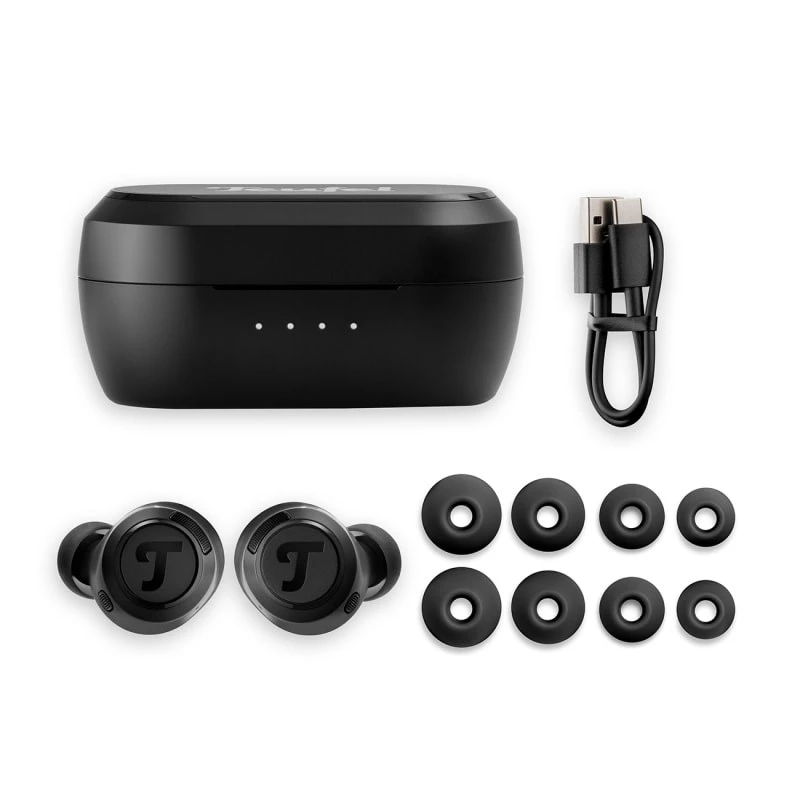 Teufel REAL BLUE TWS 3 belaidės ausinės į ausį, juodos, Bluetooth, skirtos pokalbiams ir muzikai