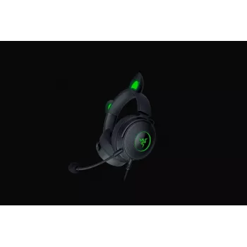Razer Kraken V2 Pro Kitty Edition, laidinis, uždedamas ant galvos, juodas, žaidimų ausinių rinkinys